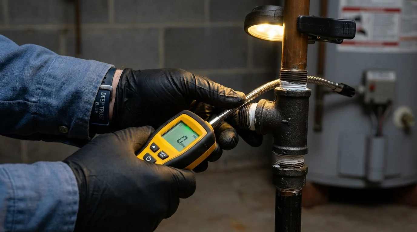 Gas leak detection with electronic sniffer by Johns Plumbing LLC in Housatonic